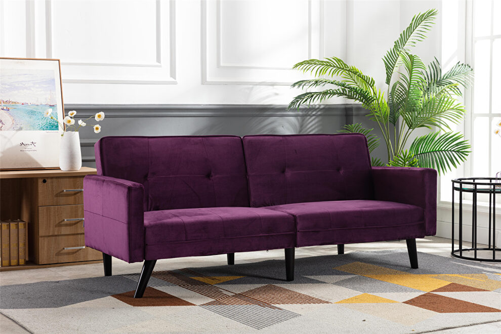 Purple velvet fabric sofa bed sleeper by La Spezia