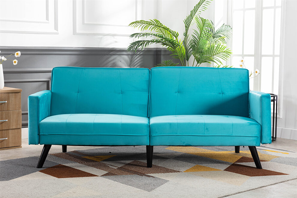 Blue velvet fabric sofa bed sleeper by La Spezia