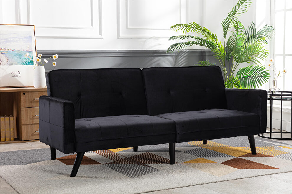 Black velvet fabric sofa bed sleeper by La Spezia