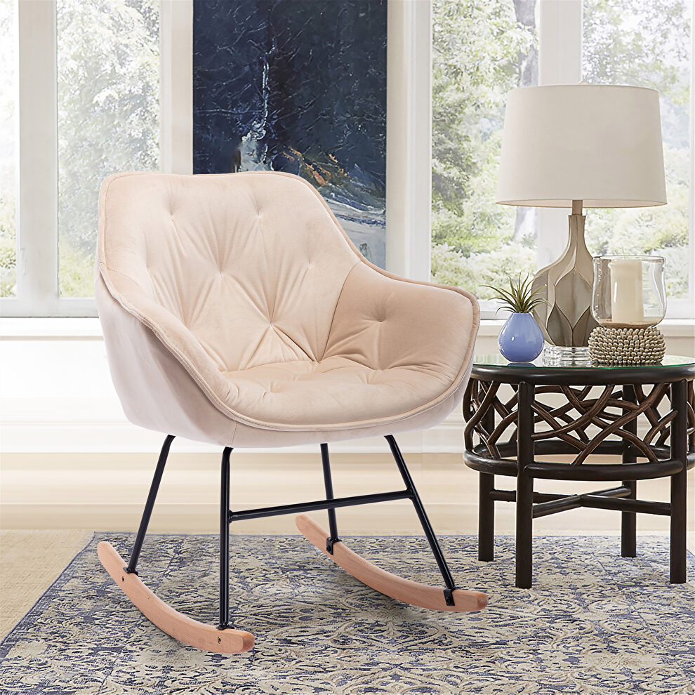Comfortable rocking chair, beige accent chair by La Spezia