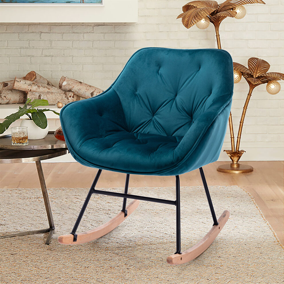 Living room comfortable rocking teal accent chair by La Spezia