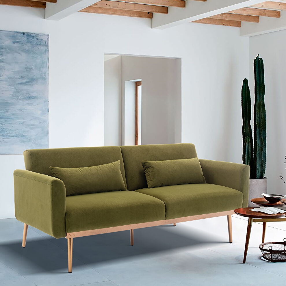Loveseat green velvet sofa sofa with metal feet by La Spezia