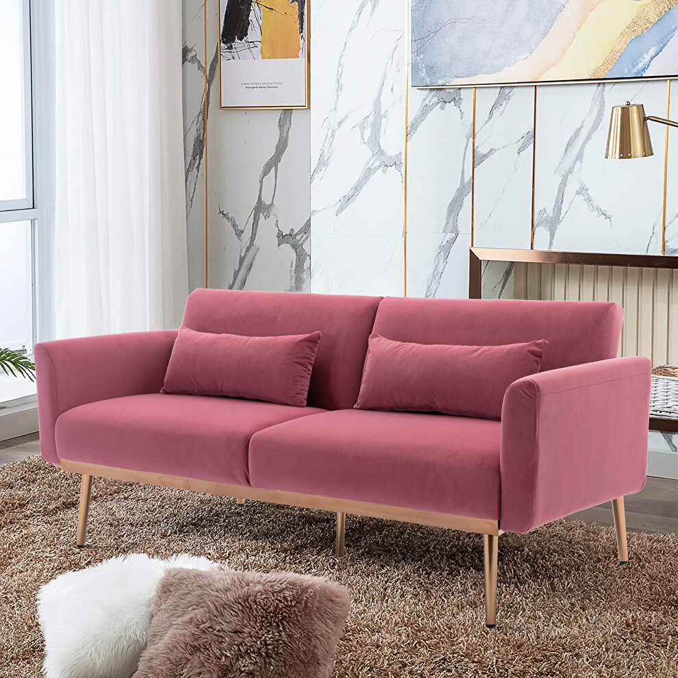 Loveseat pink velvet sofa sofa with metal feet by La Spezia
