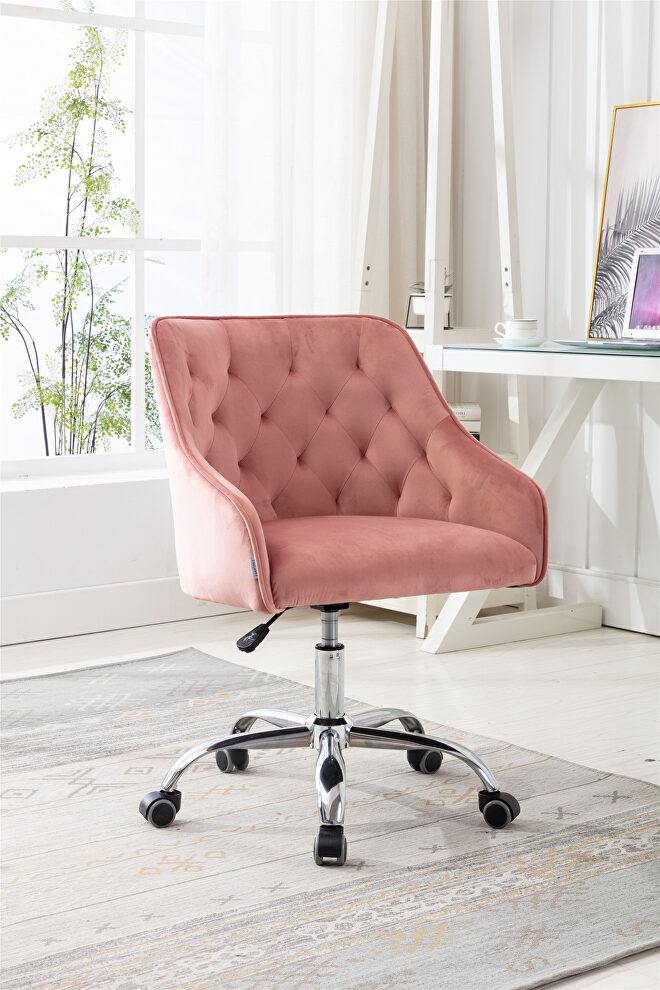 Pink velvet fabric modern leisure office chair by La Spezia