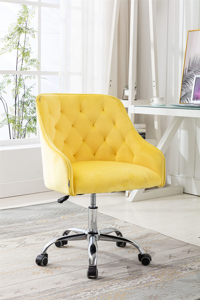 Yellow velvet fabric modern leisure office chair by La Spezia