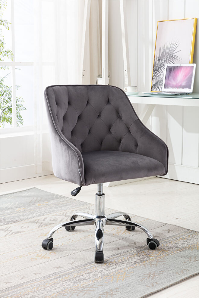 Dark gray velvet fabric modern leisure office chair by La Spezia