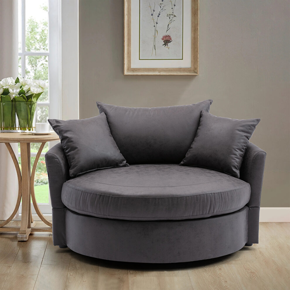 Modern swivel accent barrel chair in gray finish by La Spezia