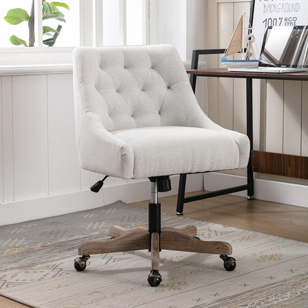 Beige linen fabric modern leisure swivel office chair by La Spezia