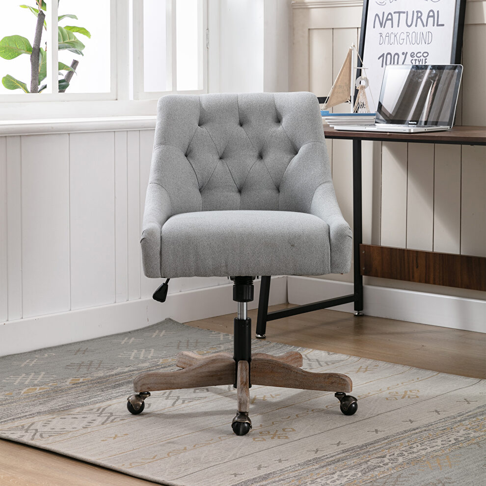 Gray linen fabric modern leisure swivel office chair by La Spezia