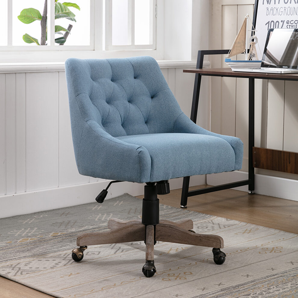 Blue linen fabric modern leisure swivel office chair by La Spezia
