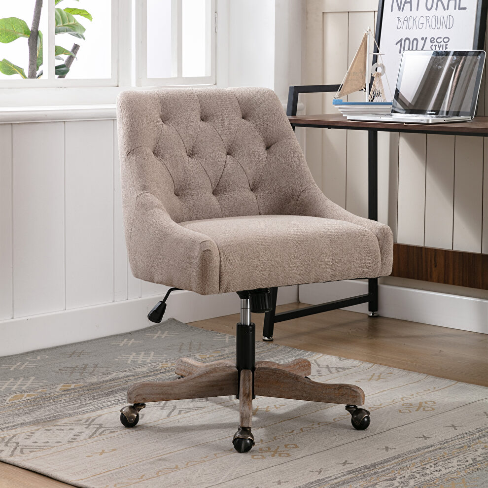 Brown linen fabric modern leisure swivel office chair by La Spezia