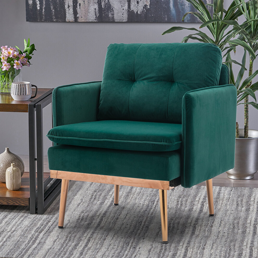 Green velvet chaise lounge chair /accent chair by La Spezia