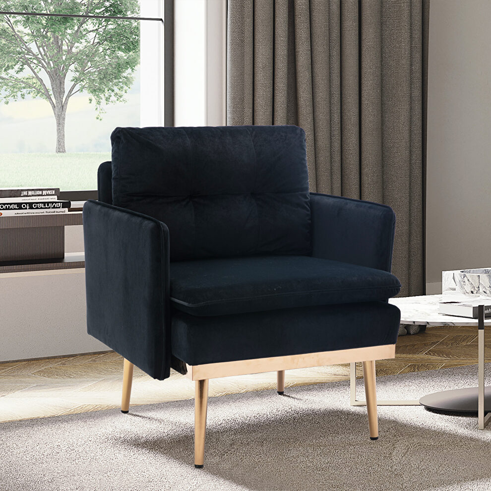 Black velvet chaise lounge chair /accent chair by La Spezia