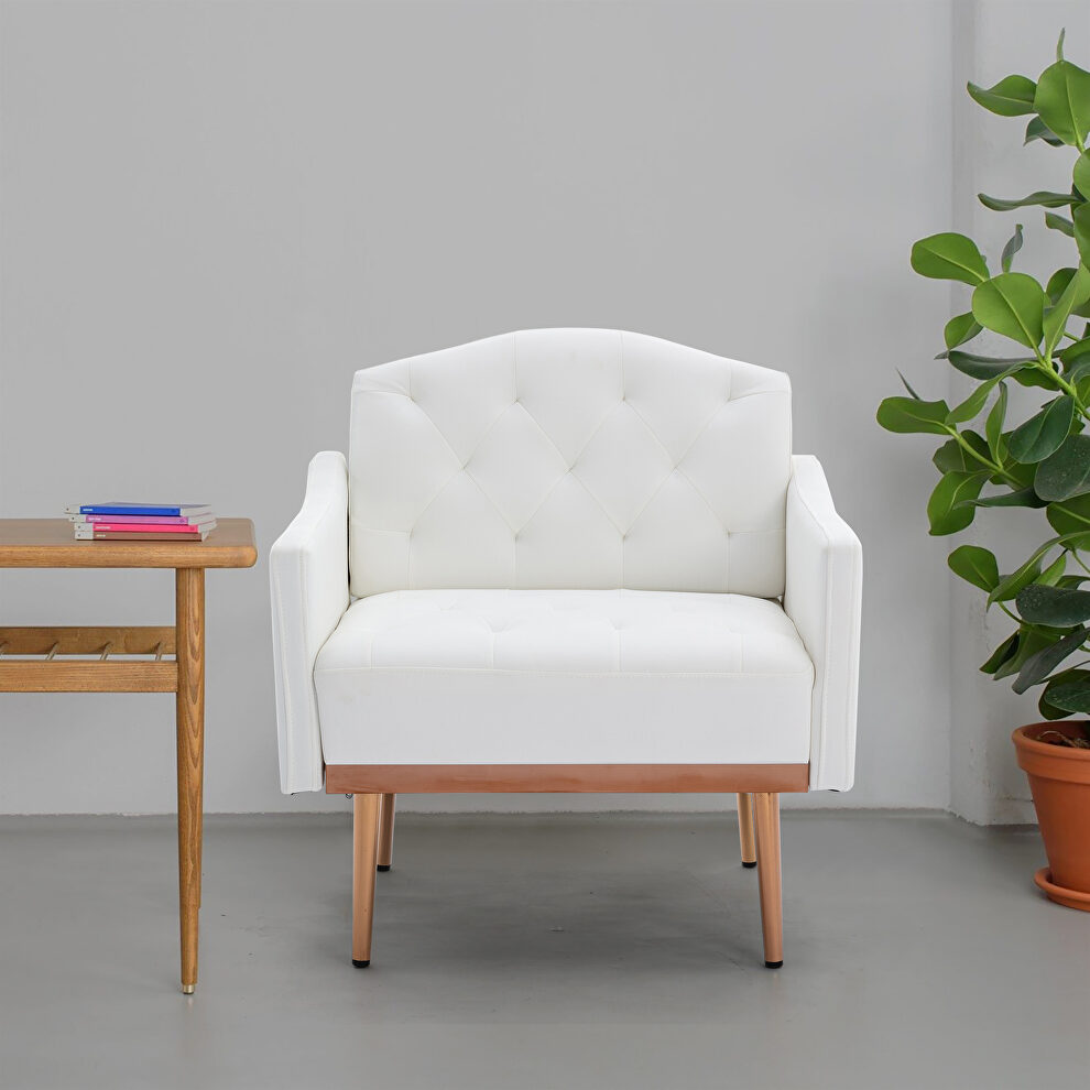White pu accent chair with rose golden  feet by La Spezia
