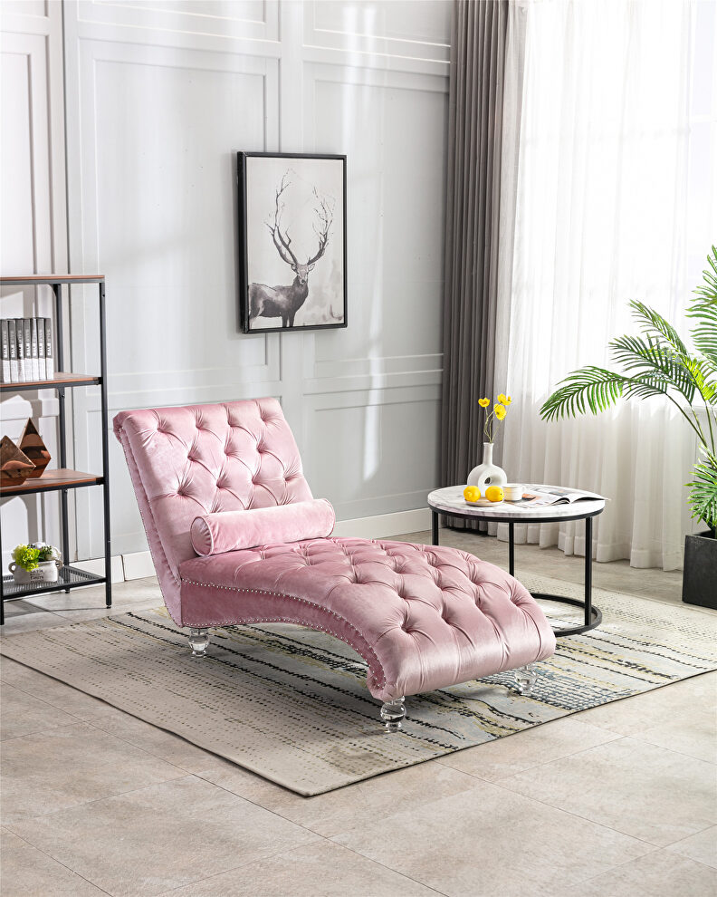 Pink velvet leisure concubine sofa with acrylic feet by La Spezia