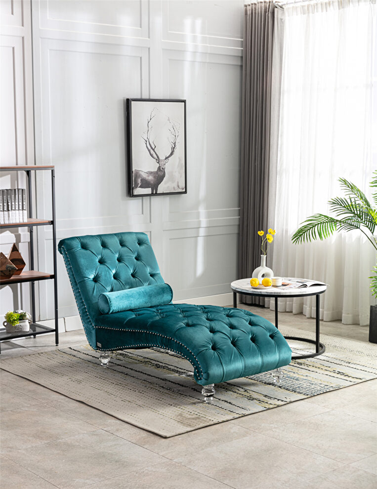 Teal velvet leisure concubine sofa with acrylic feet by La Spezia
