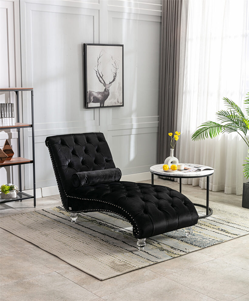 Black velvet leisure concubine sofa with acrylic feet by La Spezia