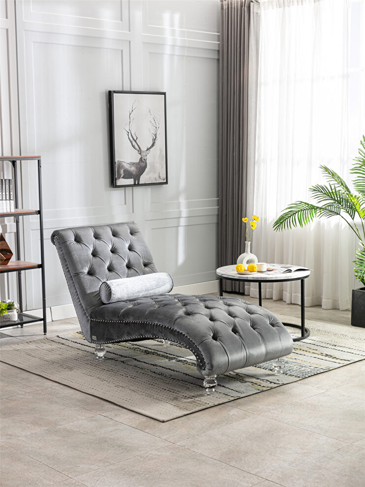 Silver velvet leisure concubine sofa with acrylic feet by La Spezia
