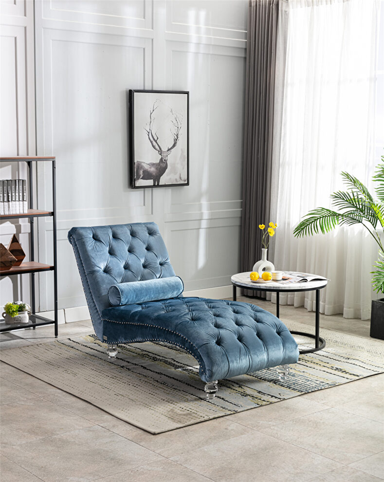Light blue velvet leisure concubine sofa with acrylic feet by La Spezia