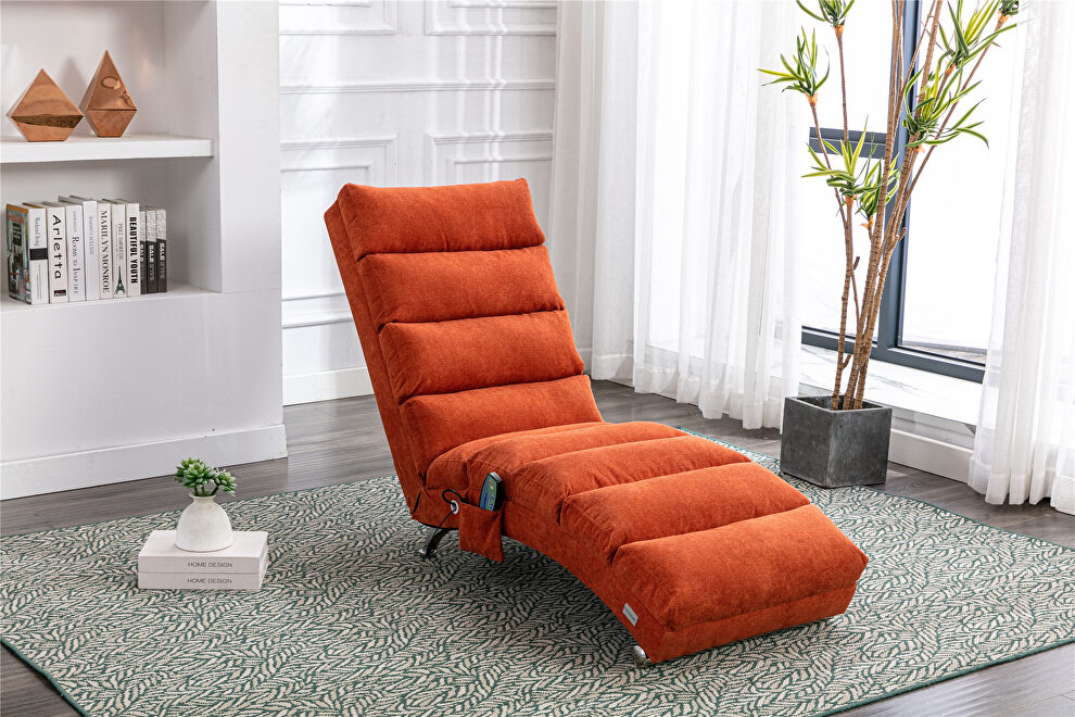 Orange linen modern chaise lounge chair by La Spezia