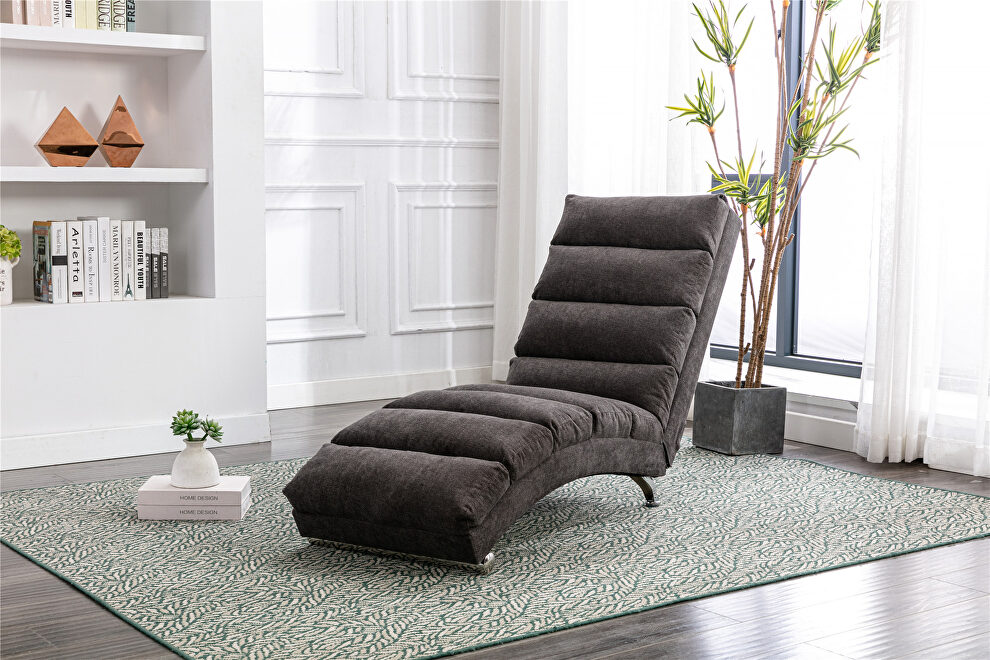 Dark gray linen modern chaise lounge chair by La Spezia
