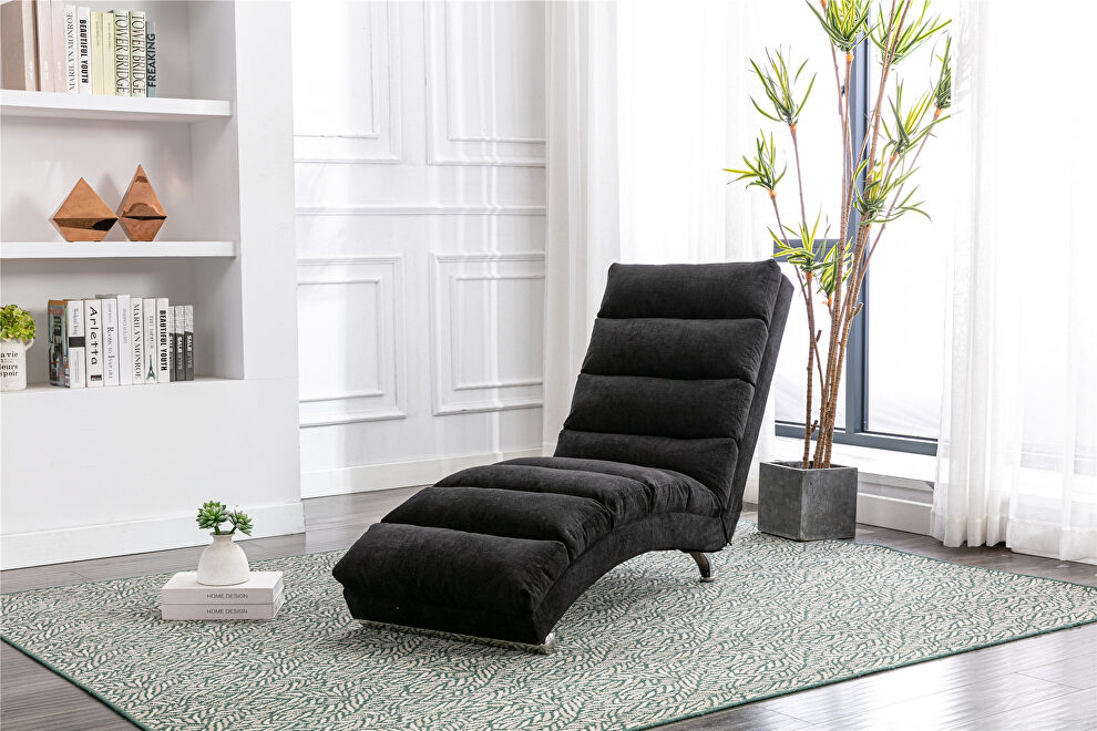 Black linen modern chaise lounge chair by La Spezia