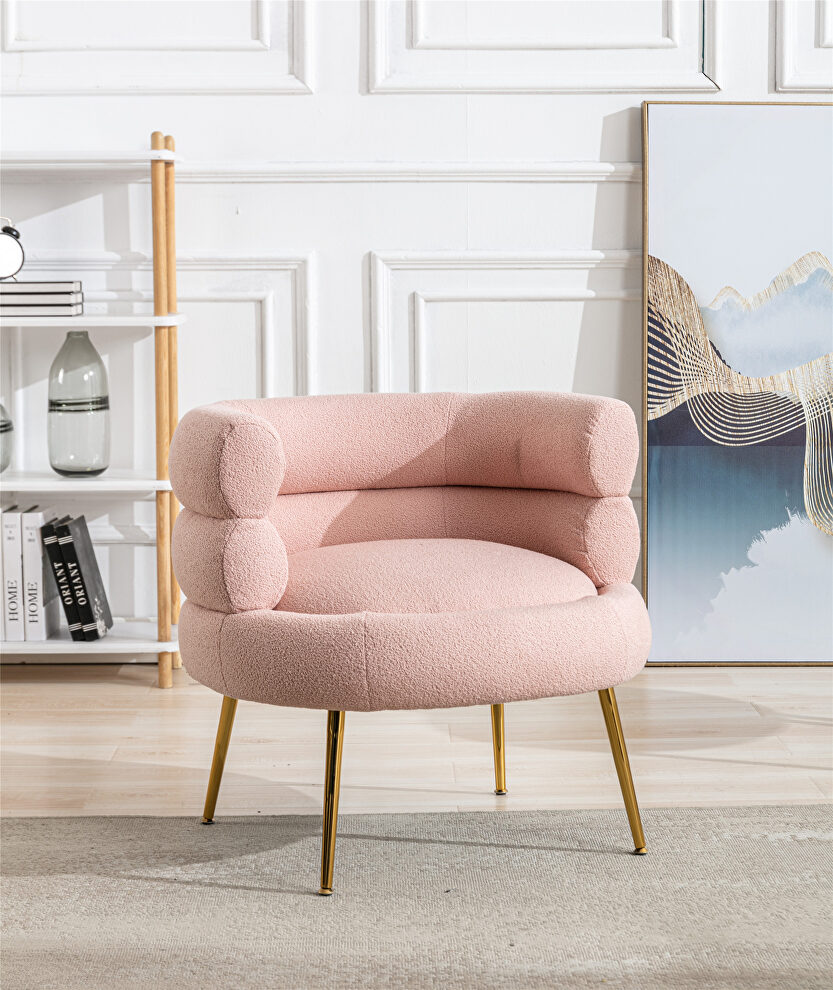 Pink fabric accent leisure chair with golden feet by La Spezia