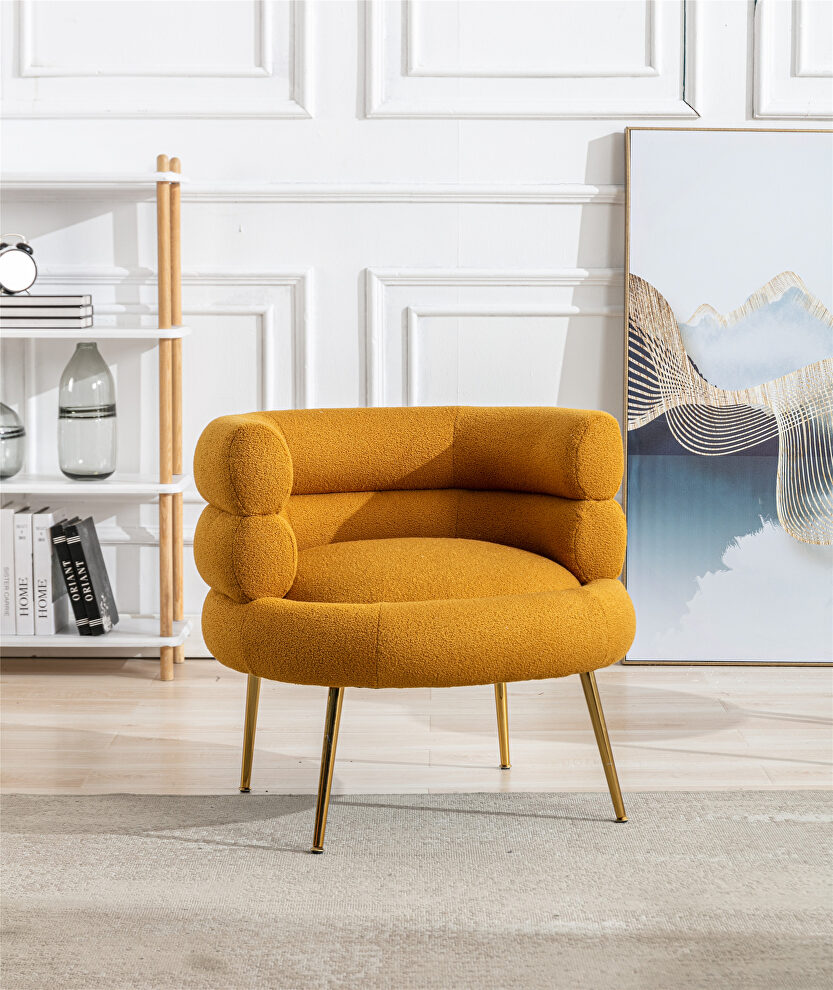 Mustard fabric accent leisure chair with golden feet by La Spezia
