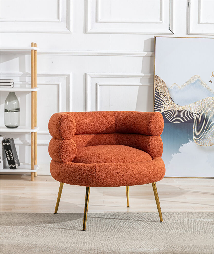 Orange fabric accent leisure chair with golden feet by La Spezia
