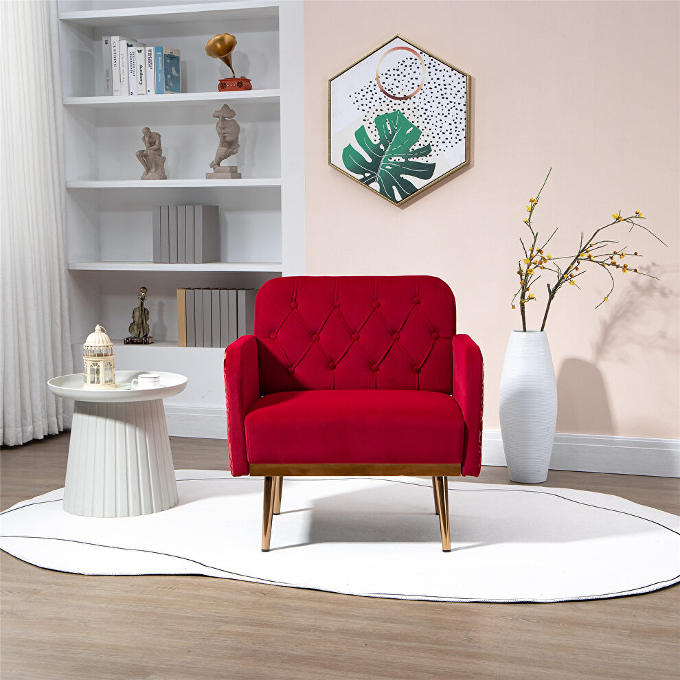 Rose red velvet fabric upholstery chaise lounge chair by La Spezia