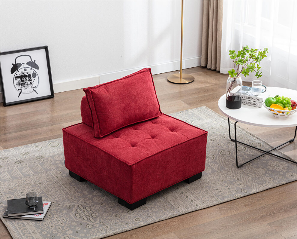 Rose red high-quality fabric curved edges ottoman by La Spezia