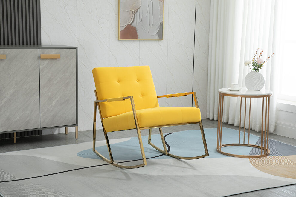 Yellow fabric accent leisure rocking chair with stainless steel feet by La Spezia