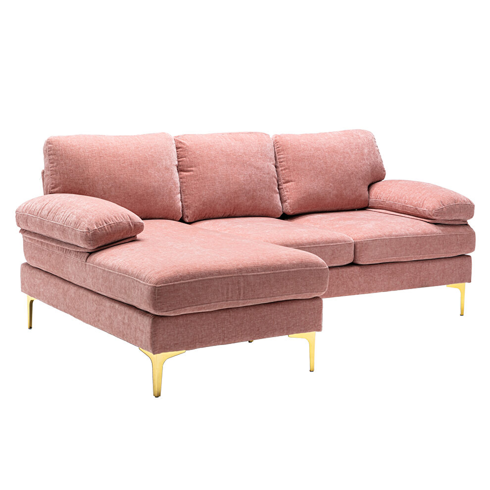 Chenille fabric accent sectional sofa in pink by La Spezia