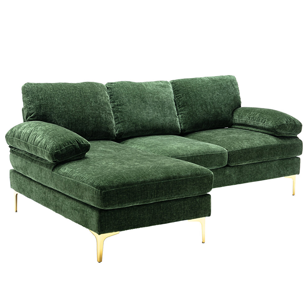 Chenille fabric sectional accent sofa in green by La Spezia