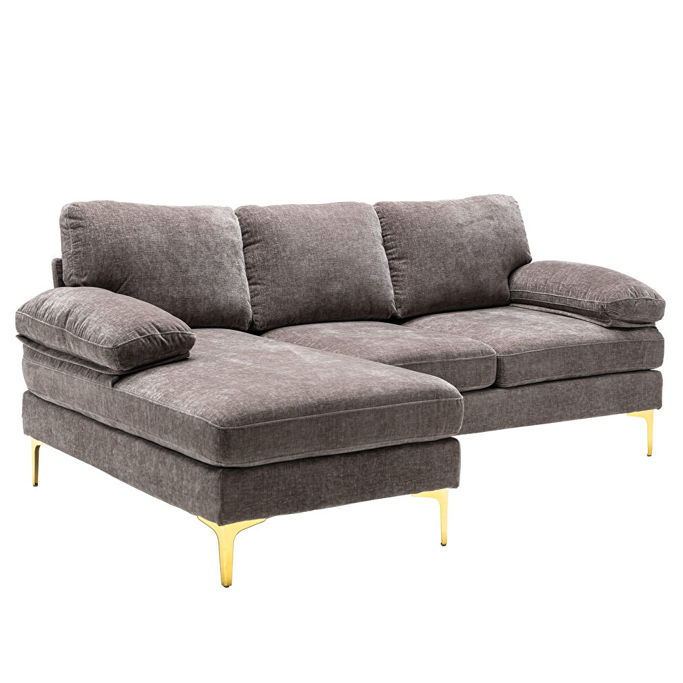 Chenille fabric sectional accent sofa in gray by La Spezia