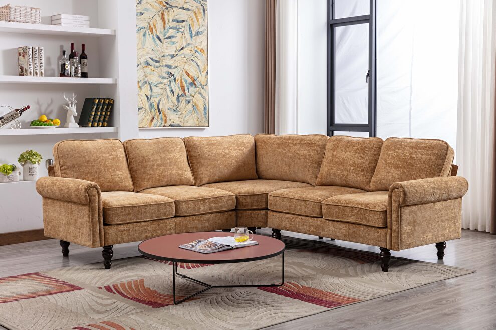 Yellow fabric accent sectional sofa by La Spezia