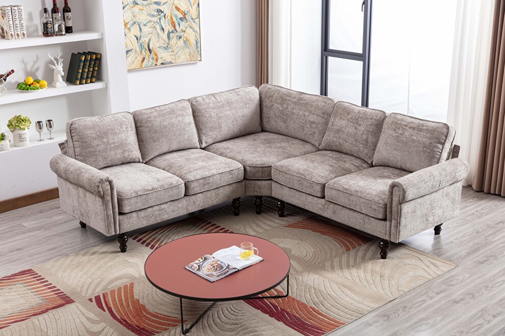 Light gray fabric accent sectional sofa by La Spezia