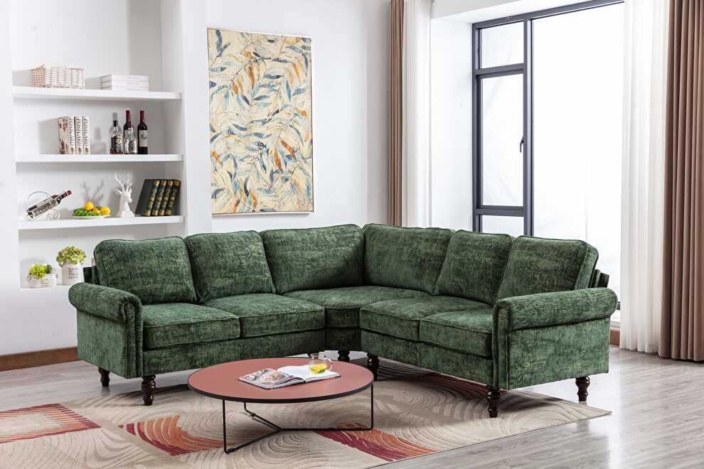 Emerald fabric accent sectional sofa by La Spezia