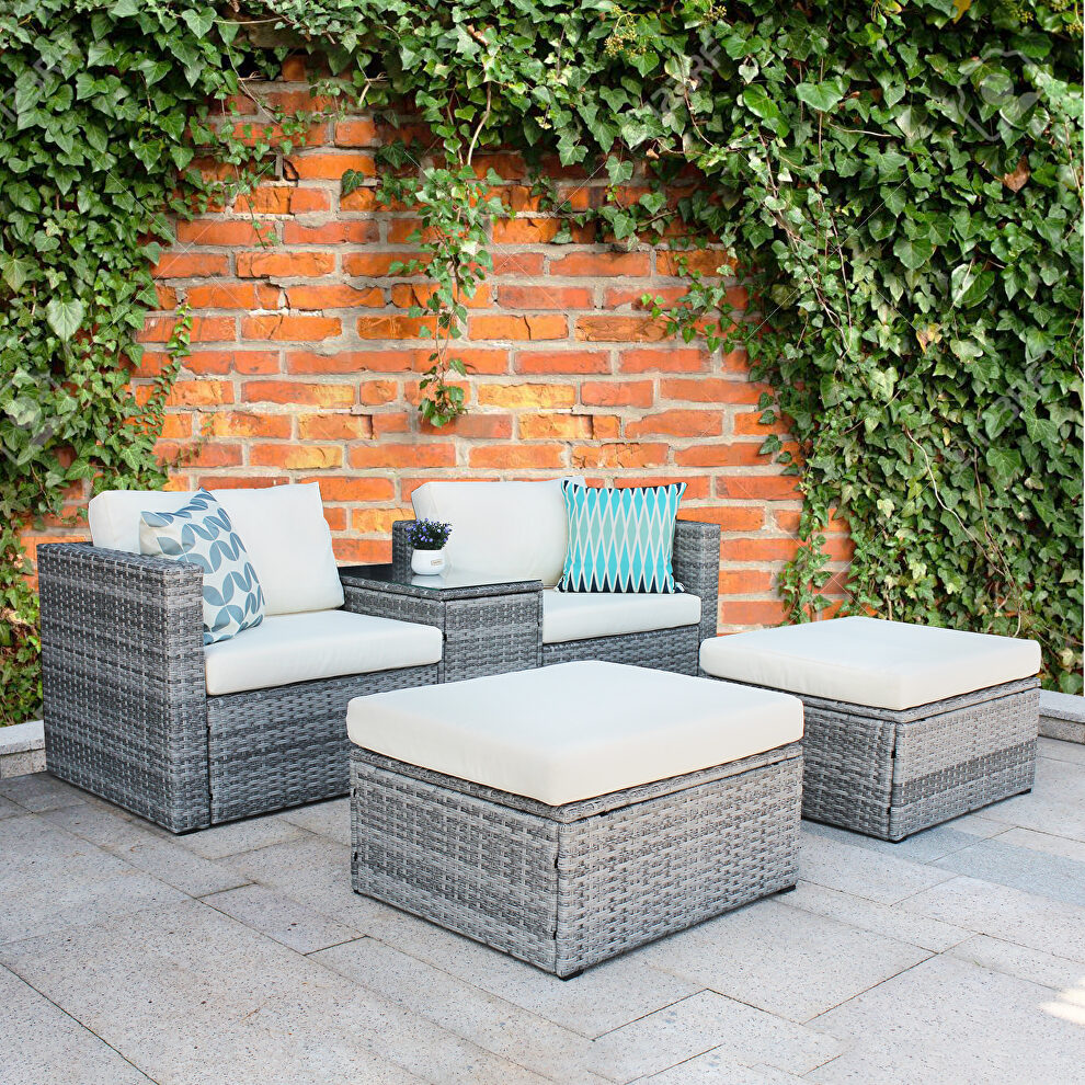 5 pieces outdoor patio wicker sofa set by La Spezia