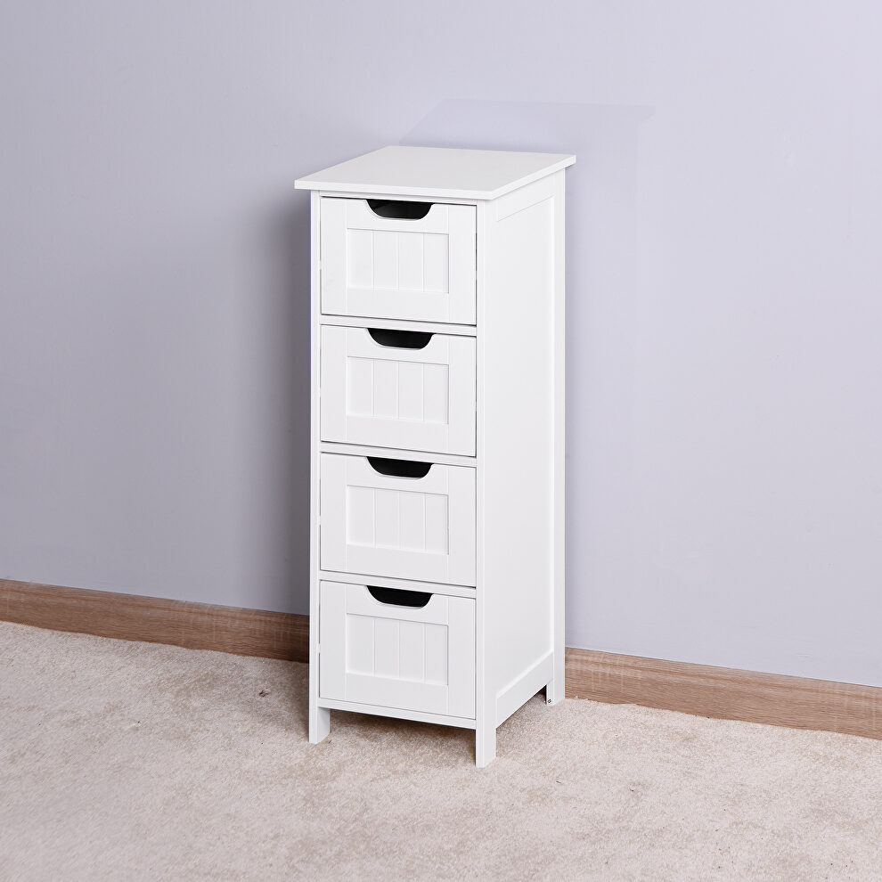 White bathroom storage cabinet freestanding cabinet with drawers by La Spezia