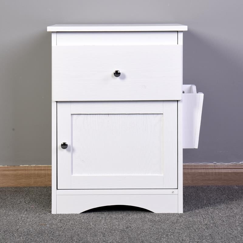 White bedside cabinet space saver drawer storage cabinet by La Spezia
