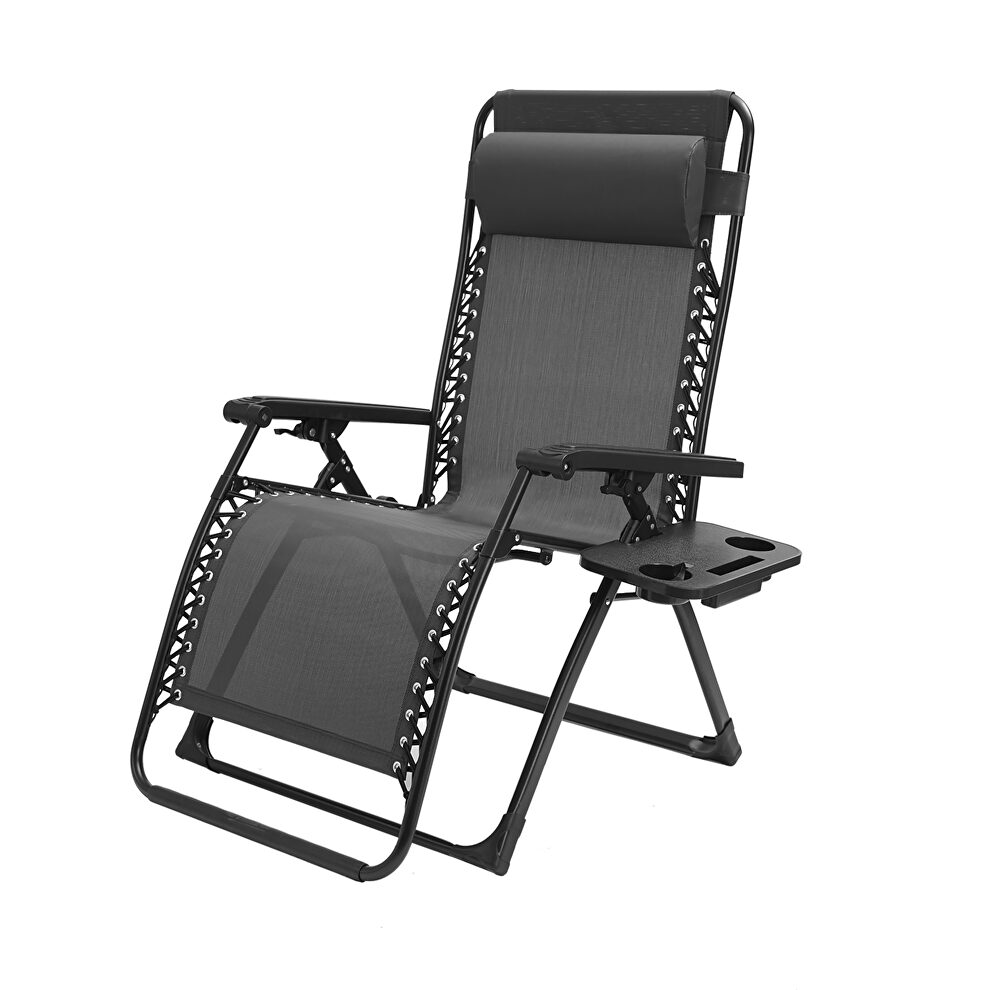 Outdoor patio folding zero gravity black lounge reclining chair by La Spezia