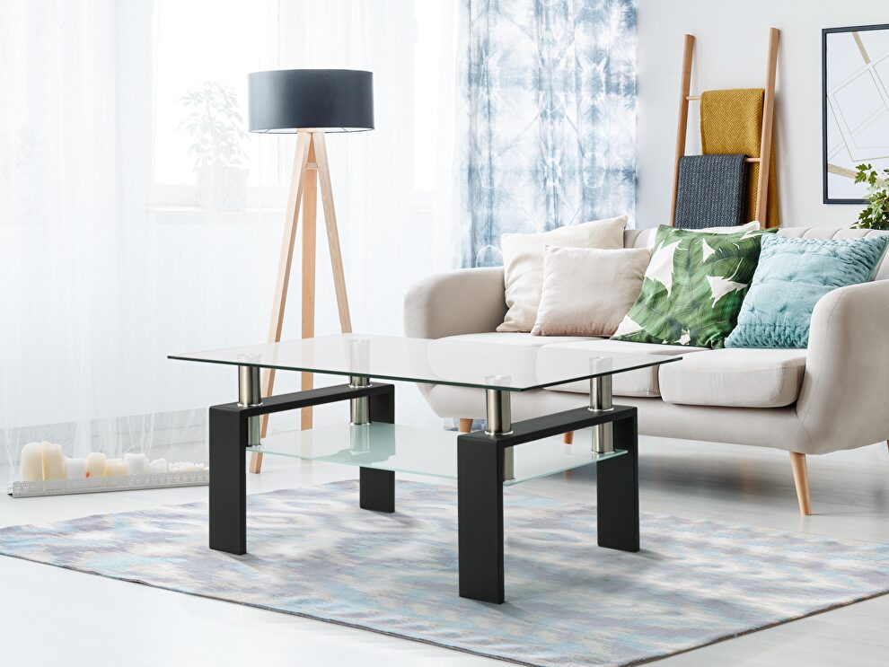 Rectangle black glass coffee table by La Spezia