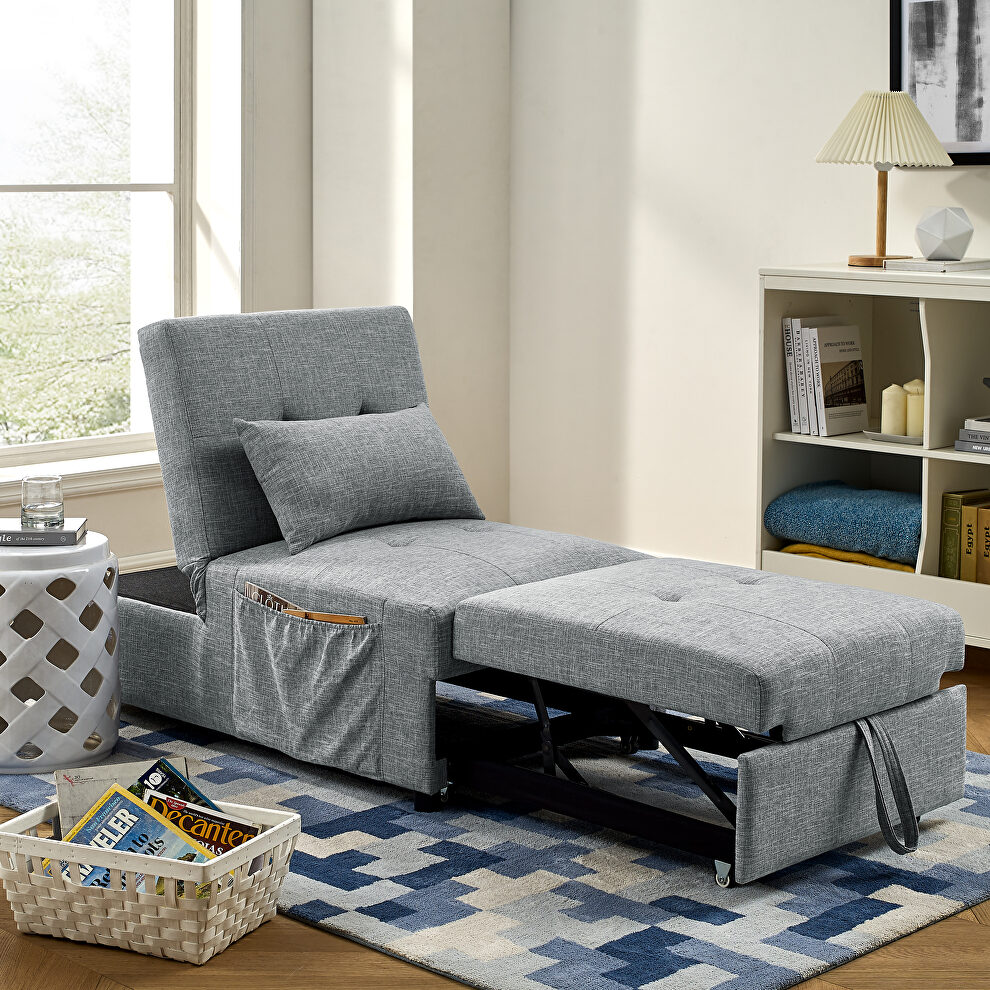 4 in 1 function ottoman, chair ,sofa bed and chaise lounge in gray finish by La Spezia