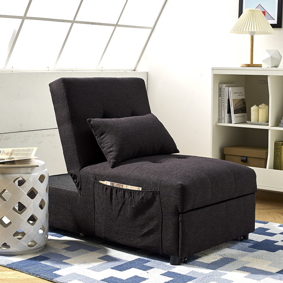 4 in 1 function ottoman, chair ,sofa bed and chaise lounge in black finish by La Spezia