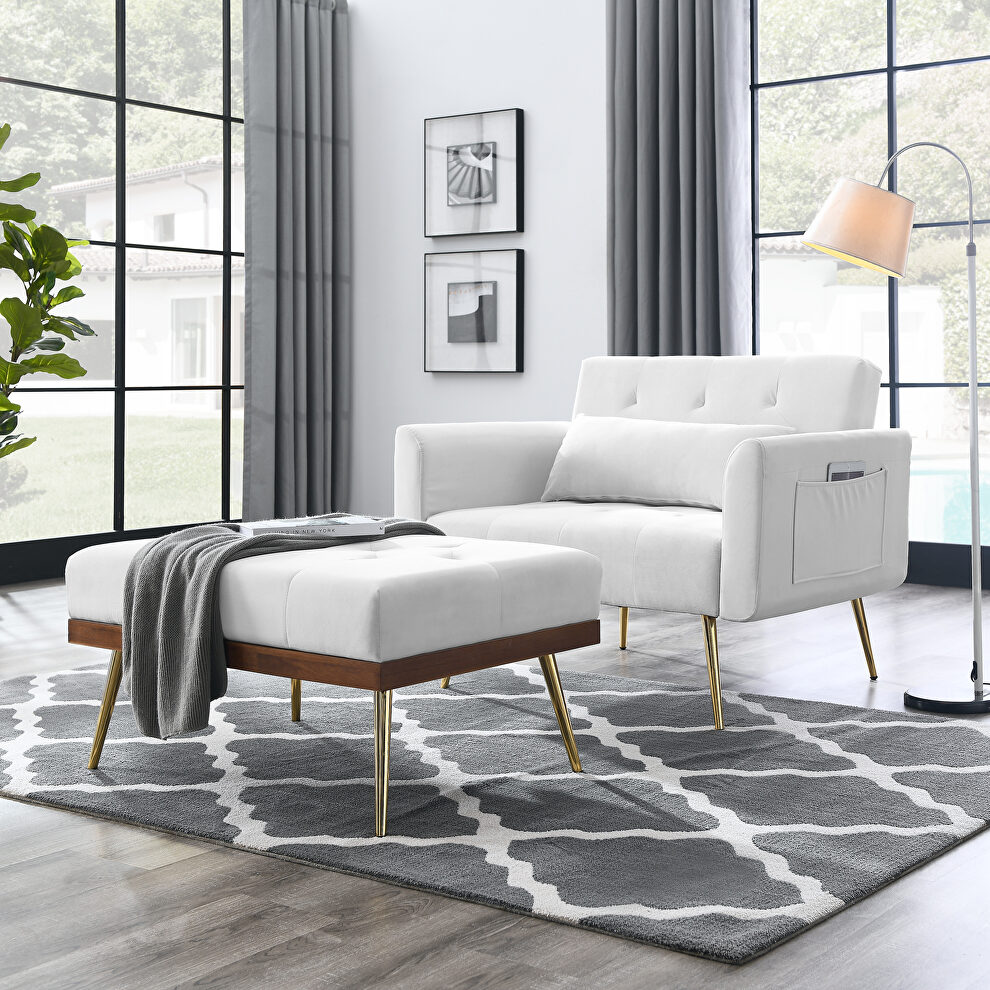 White recline sofa chair with ottoman by La Spezia