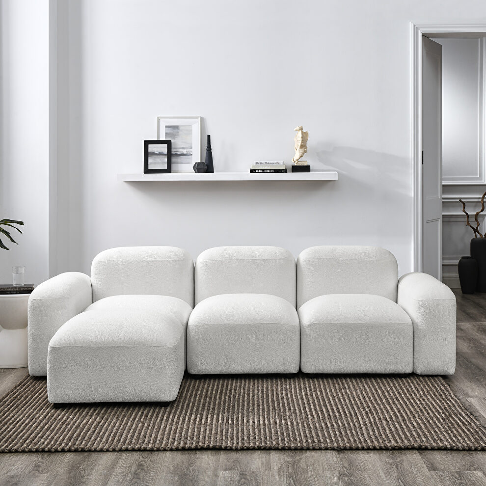 Ivory loop yarn l-shape modular sectional sofa by La Spezia