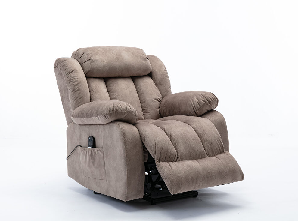 Camel corduroy electric massage lift recliner with heating and vibration function by La Spezia