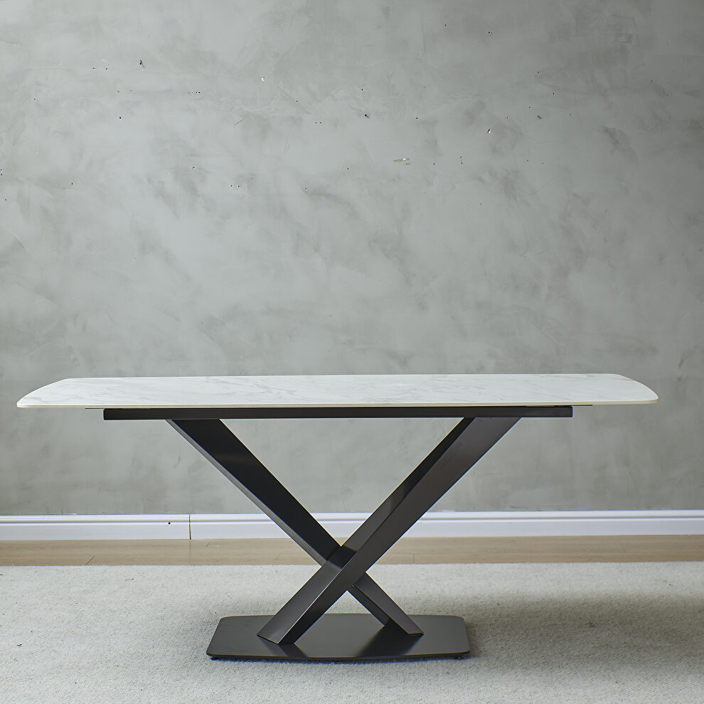 Artificial stone dining table with black frame by La Spezia