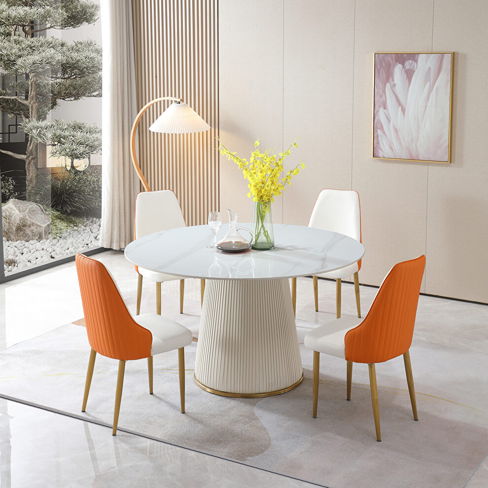 53 inch sintered stone carrara white dining table with 6pcs chairs by La Spezia